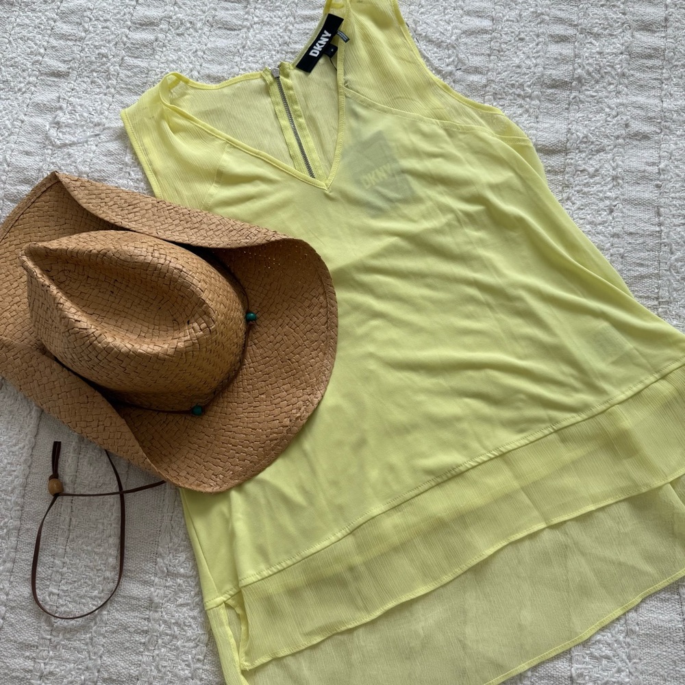 DKNY Light Yellow Sleeveless Tunic